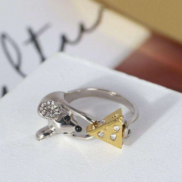 Kate Spade Mouse and Cheese Silver Crystal Ring - Picture 4 of 7